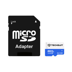 Card memorie 64GB Micro SDXC Techsuit, clasa 10 + adaptor, negru