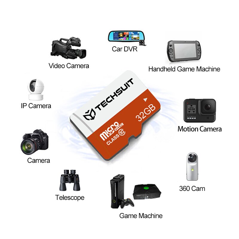 Card memorie 32GB Micro SDHC Techsuit, clasa 10 + adaptor, negru