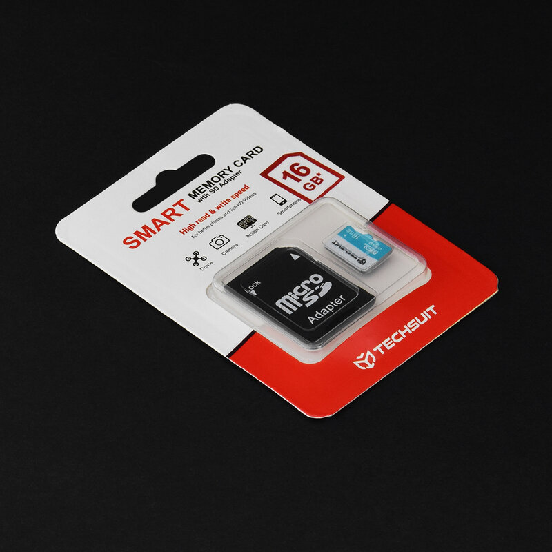Card memorie 16GB Micro SDHC Techsuit, clasa 10 + adaptor, negru