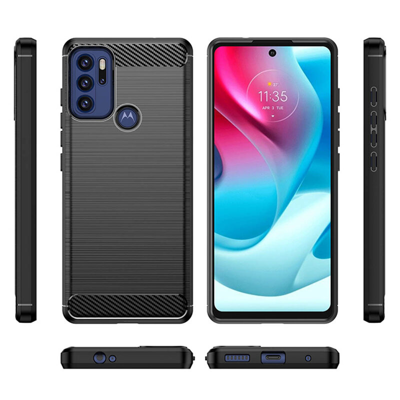 Husa Motorola Moto G60S Techsuit Carbon Silicone - Negru