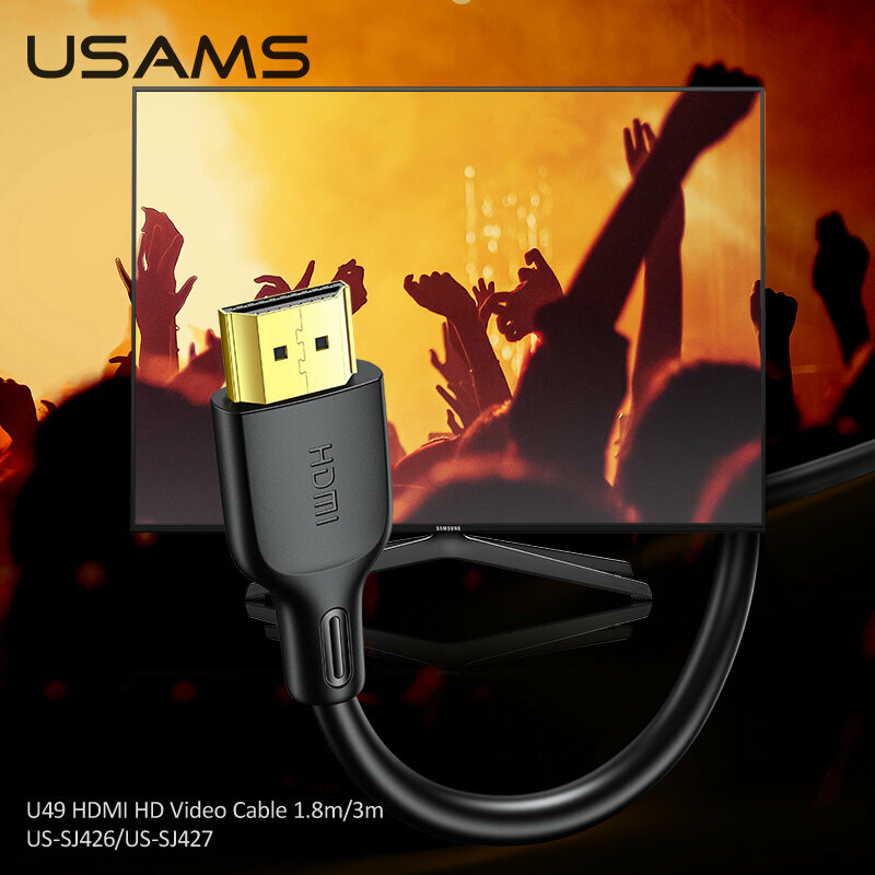 Cablu HDMI 4K USAMS, 3860 x 2160, 3D, 3m, negru, US-SJ427