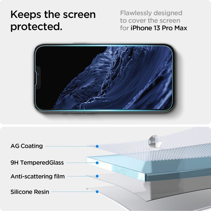 Folie iPhone 13 Spigen Glas.tR EZ Fit, protectie senzor