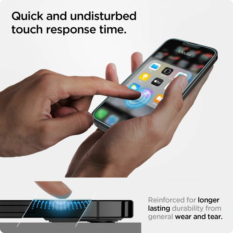 Folie iPhone 13 Spigen Glas.tR EZ Fit, protectie senzor