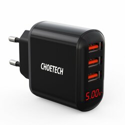 Incarcator priza cu display LED Choetech, 3x USB 3.4A, negru, Q5009