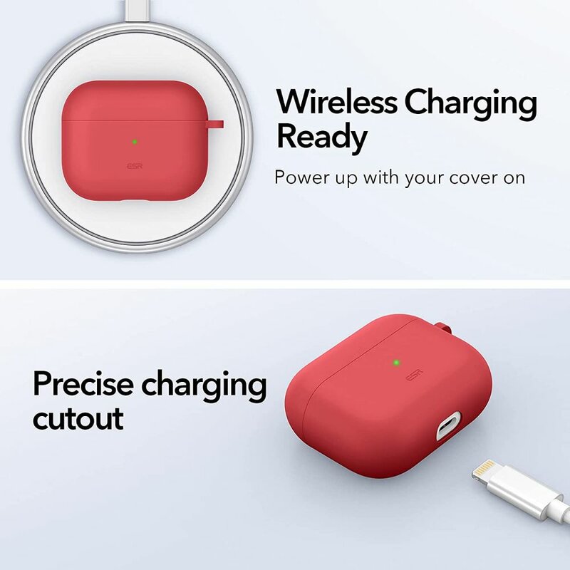 Husa Apple Airpods 3 ESR Bounce, holder metalic, rosu