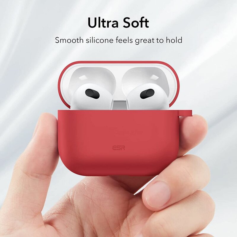Husa Apple Airpods 3 ESR Bounce, holder metalic, rosu