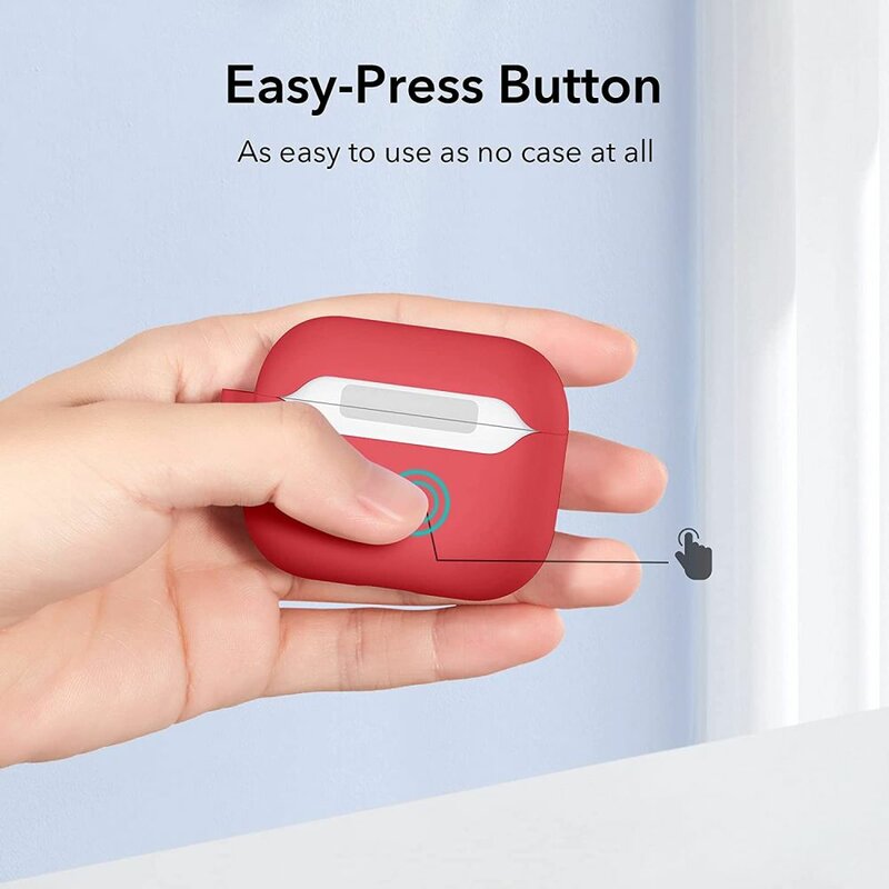 Husa Apple Airpods 3 ESR Bounce, holder metalic, rosu