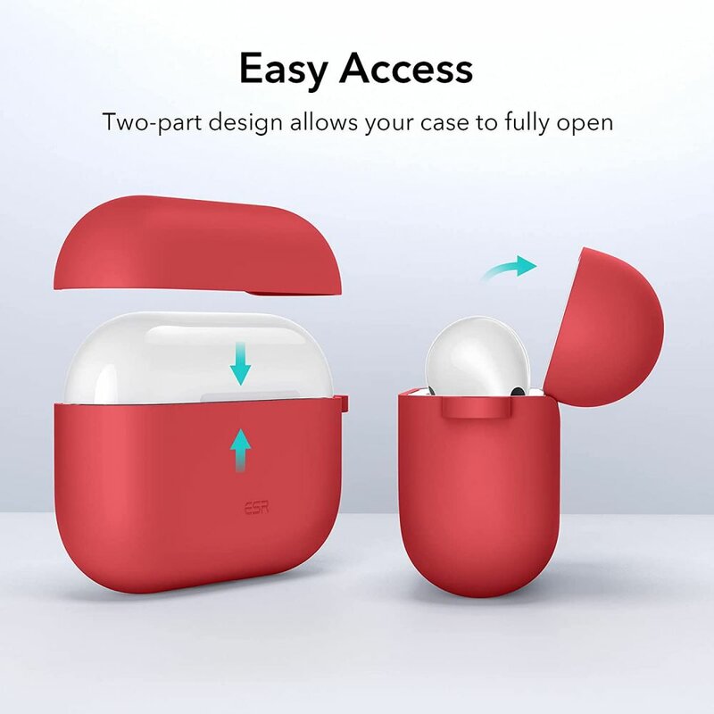 Husa Apple Airpods 3 ESR Bounce, holder metalic, rosu