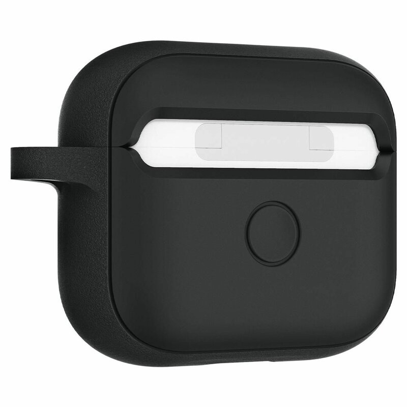 Husa Apple Airpods 3 Spigen Silicone Fit, holder metalic, negru