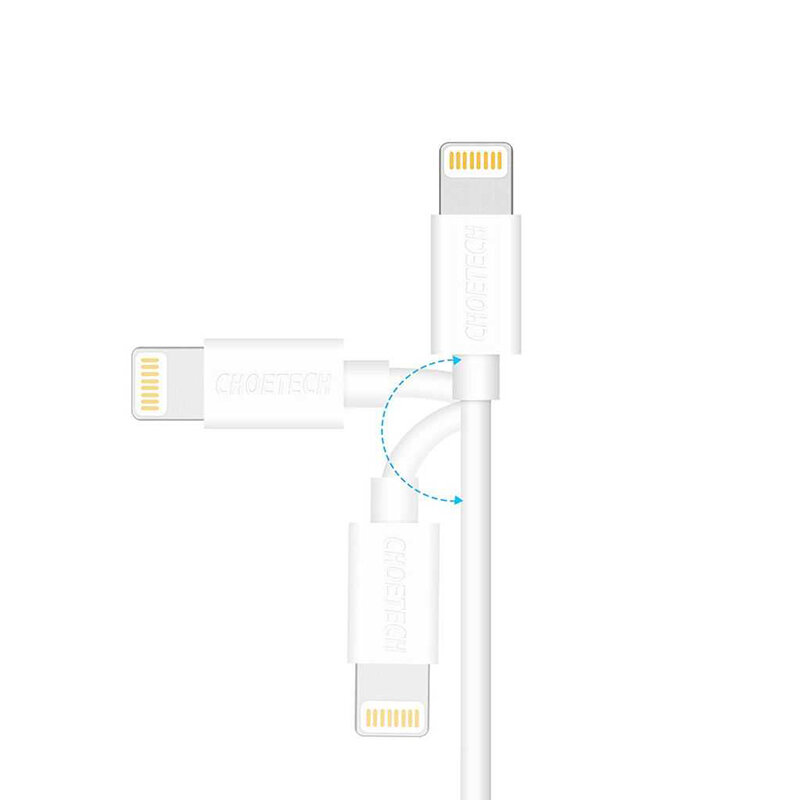 Cablu iPhone/ iPad/ iPod Choetech, MFi Certified, 2.4A, 1.2m, alb, IP0026 