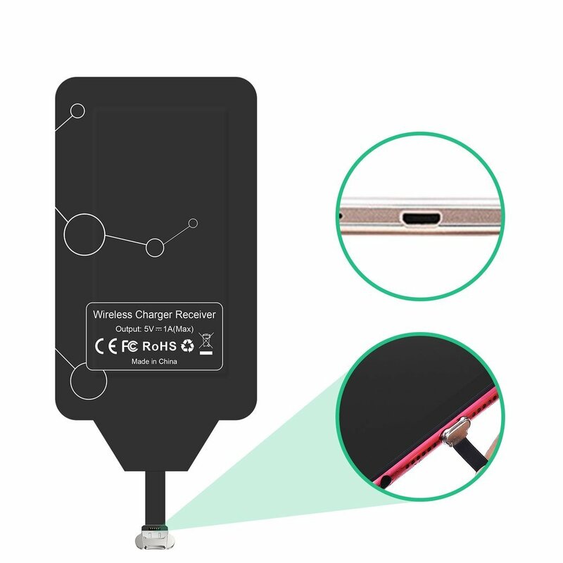 Adaptor Qi pentru incarcare wireless Micro-USB Choetech, WP-MICRO-201BK