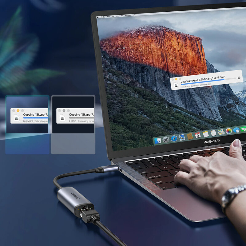 Adaptor USB-C la Ethernet Choetech, RJ45 2.5Gbps, gri, HUB-R02
