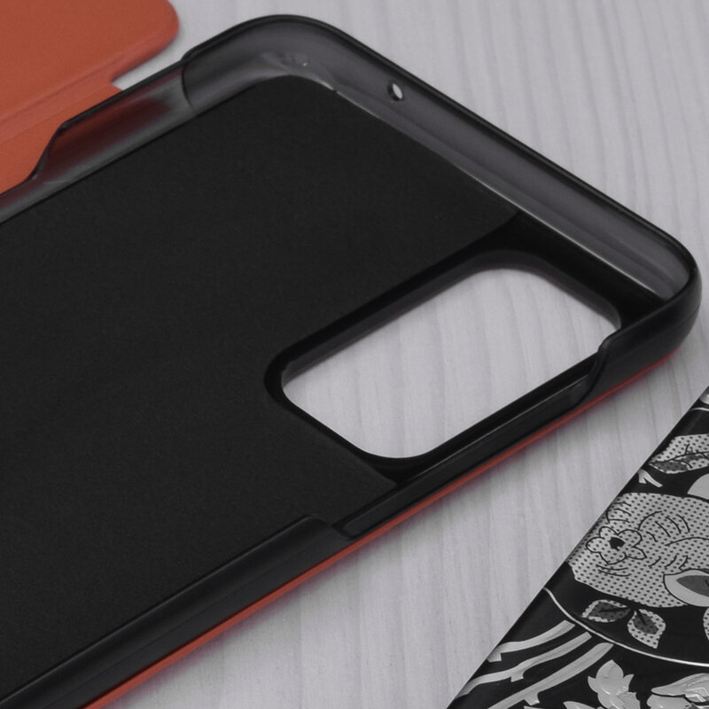 Husa OnePlus Nord 2 5G Eco Leather View flip tip carte - portocaliu