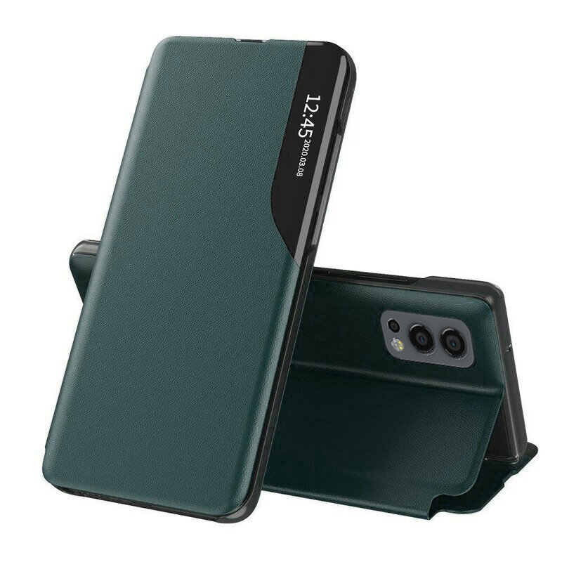 Husa OnePlus Nord 2 5G Eco Leather View flip tip carte - verde