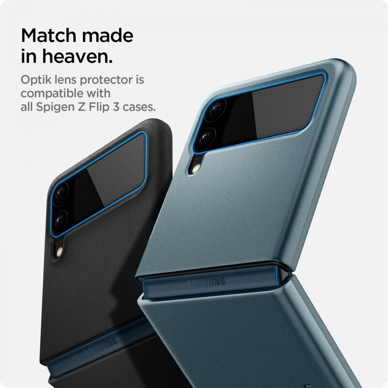 [Pachet 2x] Folie sticla camera Samsung Galaxy Z Flip3 5G Spigen Glas.tR Optik, negru