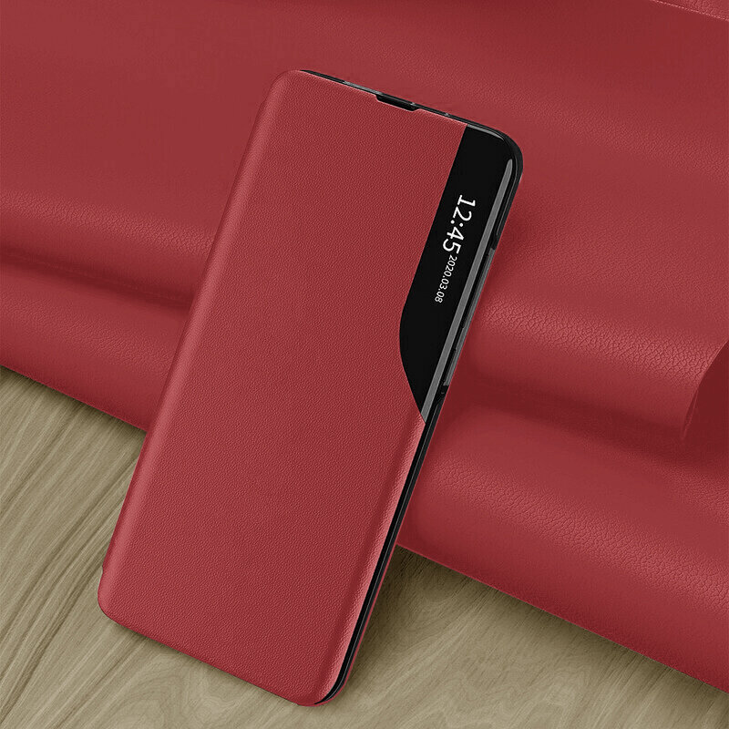 Husa Xiaomi Redmi 10 Eco Leather View flip tip carte, rosu