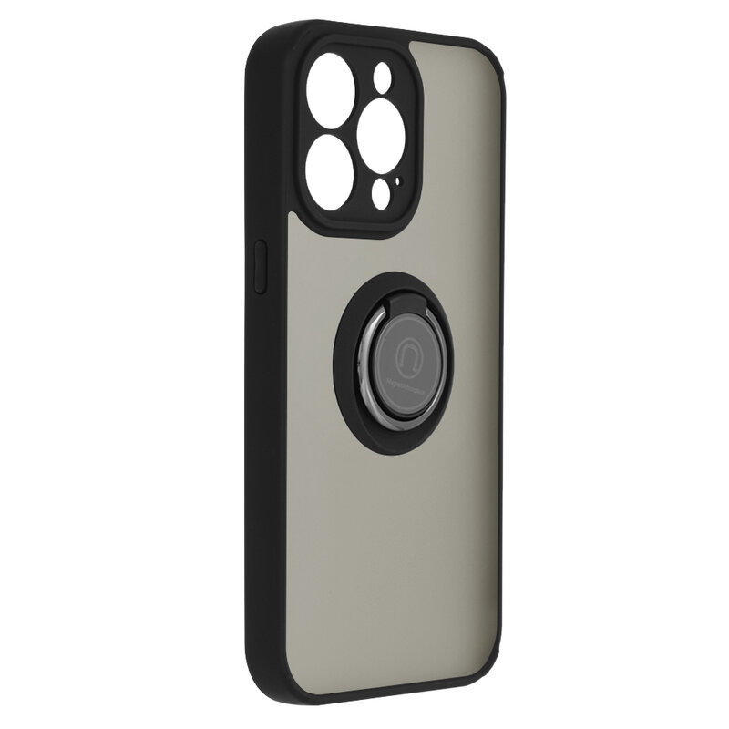 Husa iPhone 13 Pro Techsuit Glinth cu inel suport stand magnetic, negru