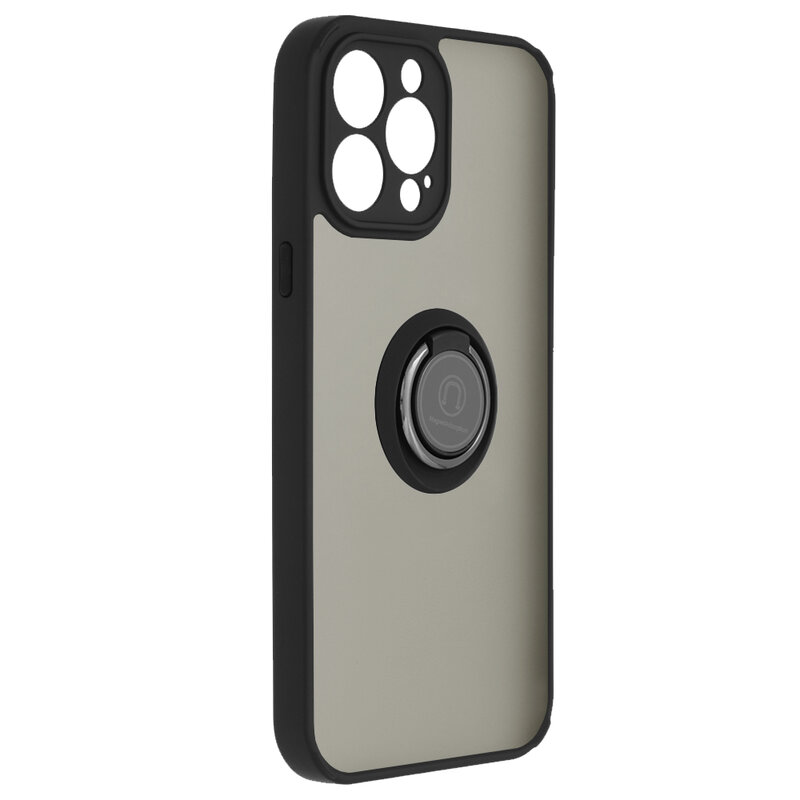 Husa iPhone 13 Pro Max Mobster Glinth cu inel suport stand magnetic, negru