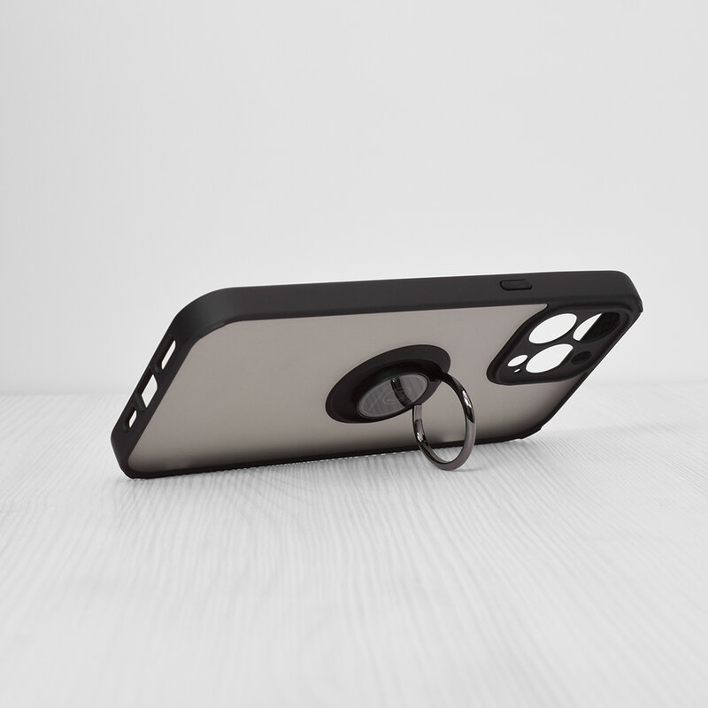 Husa iPhone 13 Pro Max Techsuit Glinth cu inel suport stand magnetic, negru