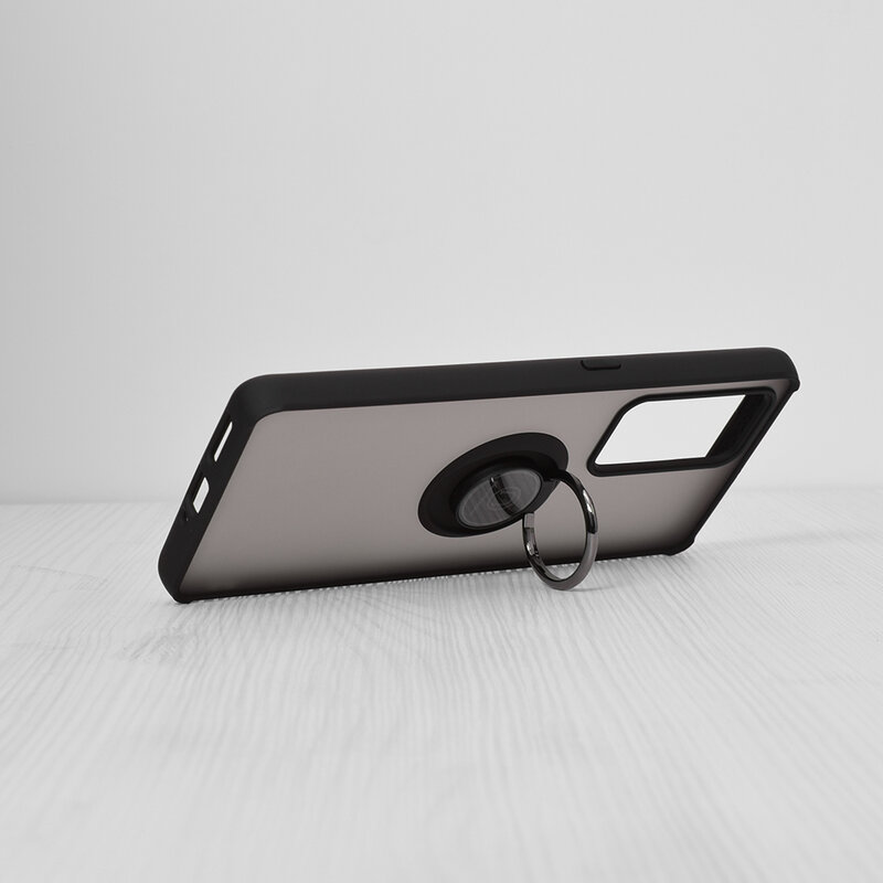 Husa Oppo Reno6 Pro 5G (Snapdragon) Techsuit Glinth cu inel suport stand magnetic, negru
