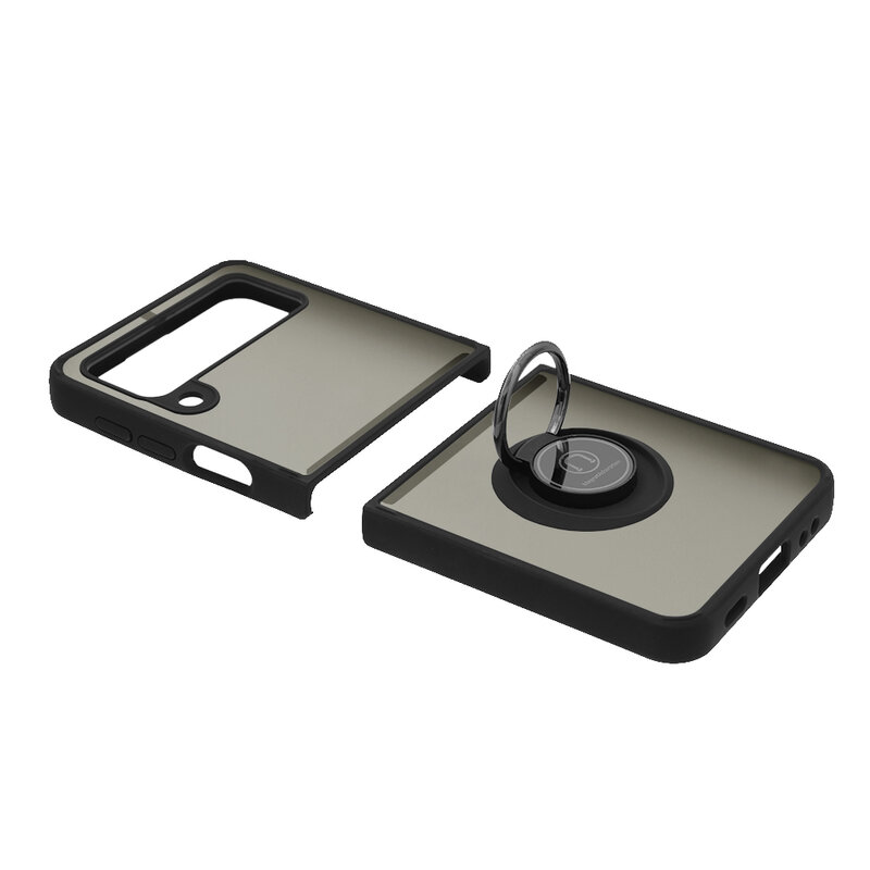 Husa Samsung Galaxy Z Flip3 5G Techsuit Glinth cu inel suport stand magnetic, negru
