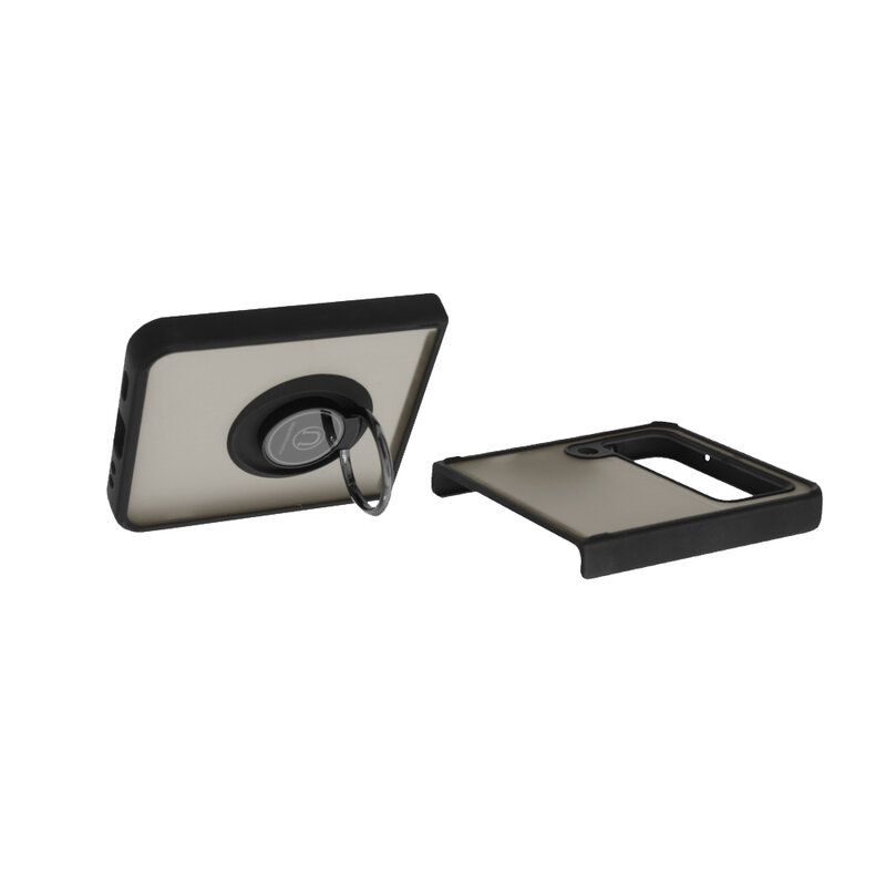 Husa Samsung Galaxy Z Flip3 5G Techsuit Glinth cu inel suport stand magnetic, negru