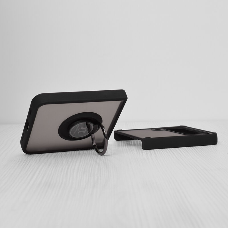 Husa Samsung Galaxy Z Flip3 5G Techsuit Glinth cu inel suport stand magnetic, negru