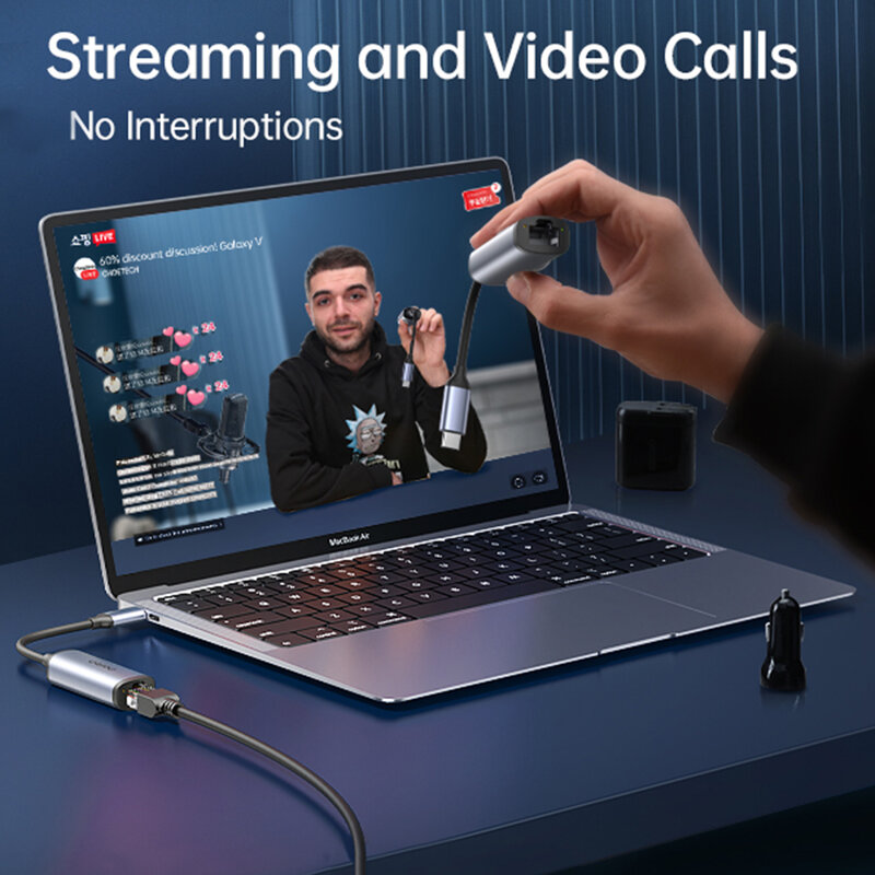 Adaptor USB-C la Ethernet Choetech, RJ45 2.5Gbps, gri, HUB-R02