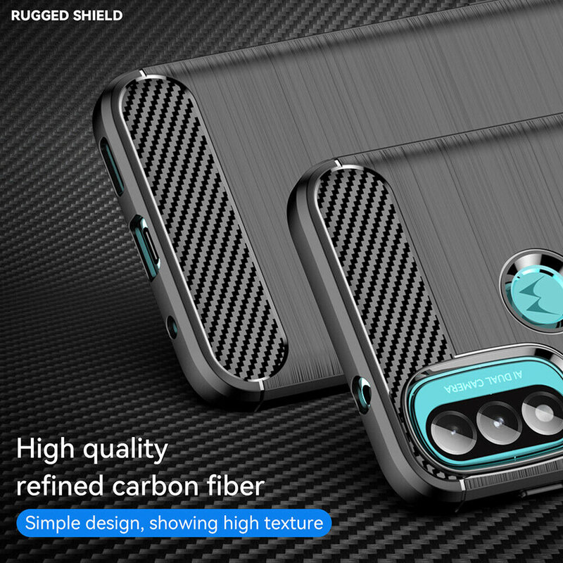 Husa Motorola Moto E20 Techsuit Carbon Silicone, negru