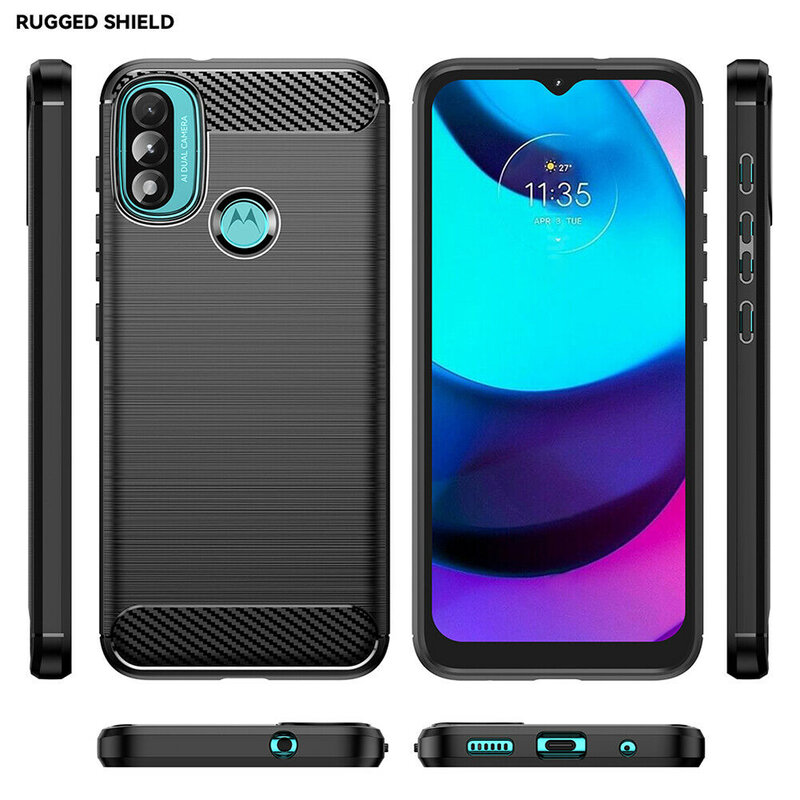 Husa Motorola Moto E20 Techsuit Carbon Silicone, negru