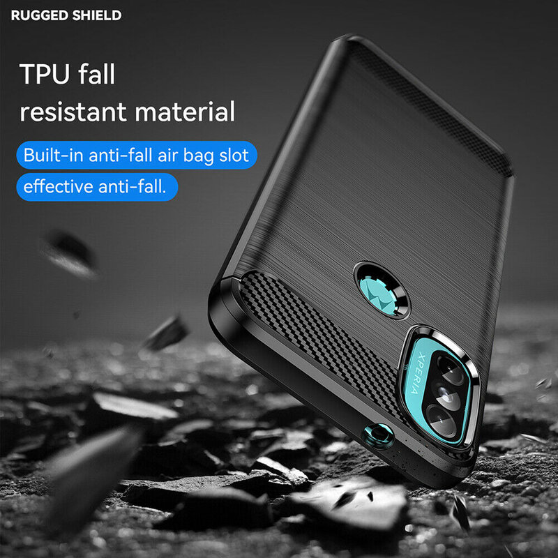 Husa Motorola Moto E20 Techsuit Carbon Silicone, negru