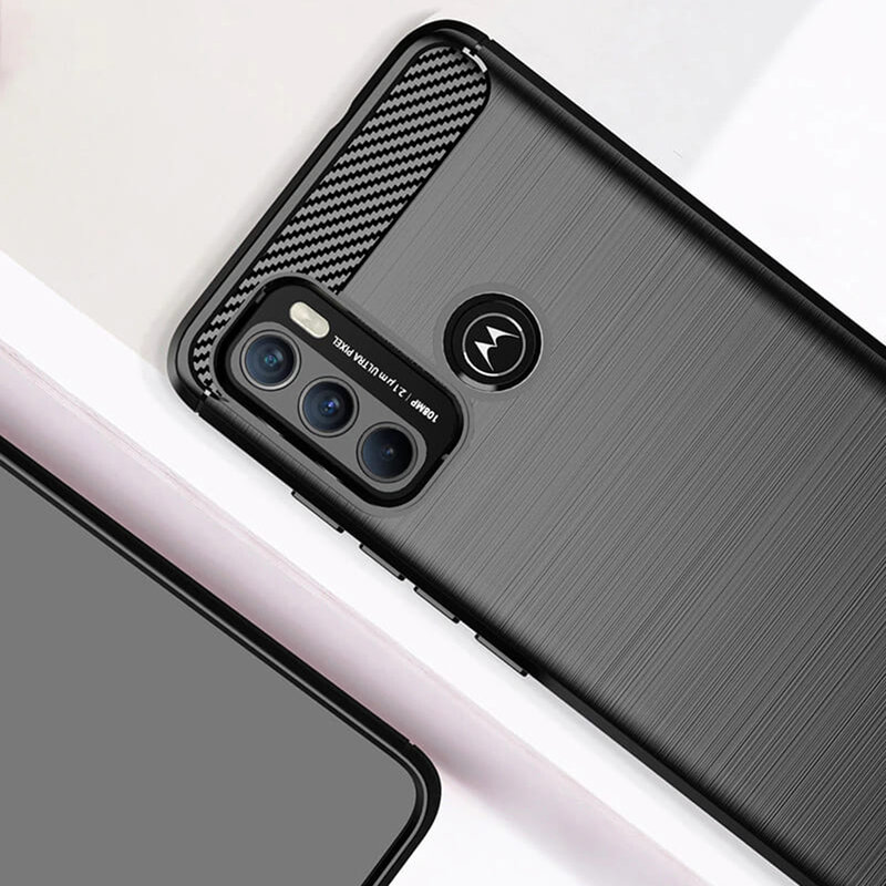 Husa Motorola Moto G60 Techsuit Carbon Silicone, negru