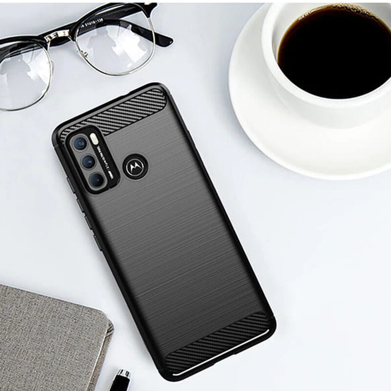 Husa Motorola Moto G60 Techsuit Carbon Silicone, negru