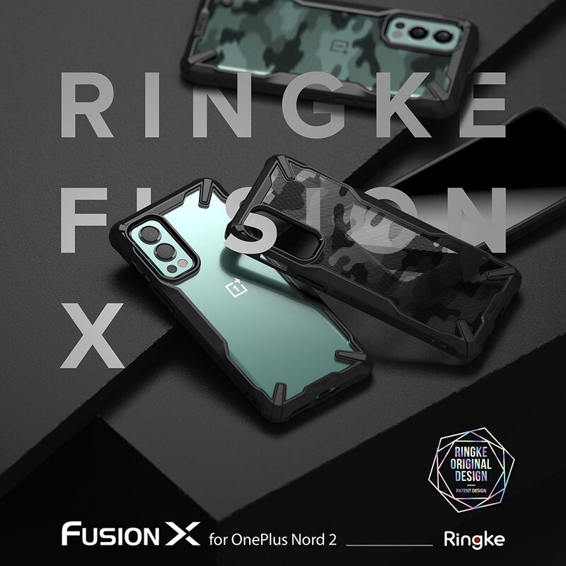Husa OnePlus Nord 2 5G Ringke Fusion X Design - Camo Black