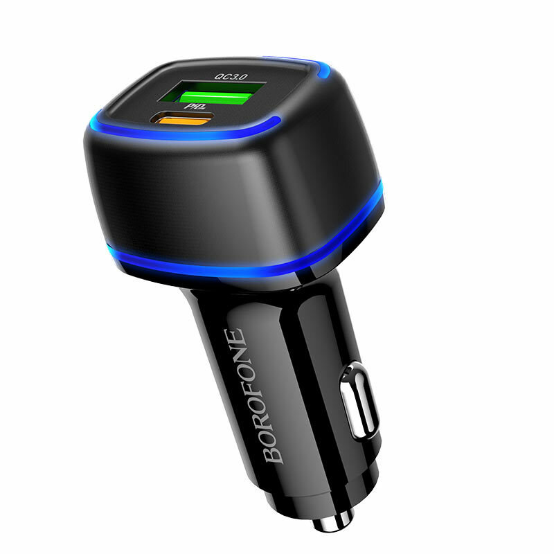 Incarcator auto USB-C PD20W + QC3.0 Fast Charge Borofone BZ14A, negru