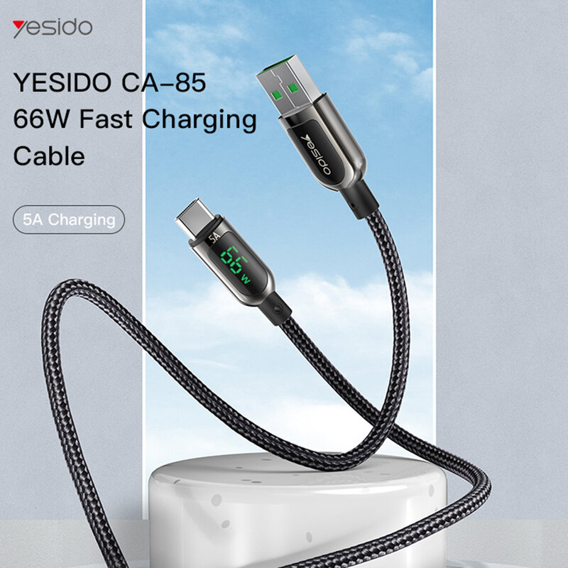 Cablu de date tip C Fast Charge Yesido CA85, 66W, 5A, 1.2m, negru