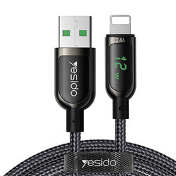Cablu de date USB la Lightning Yesido CA84, 12W, 2.4A, 1.2m, negru