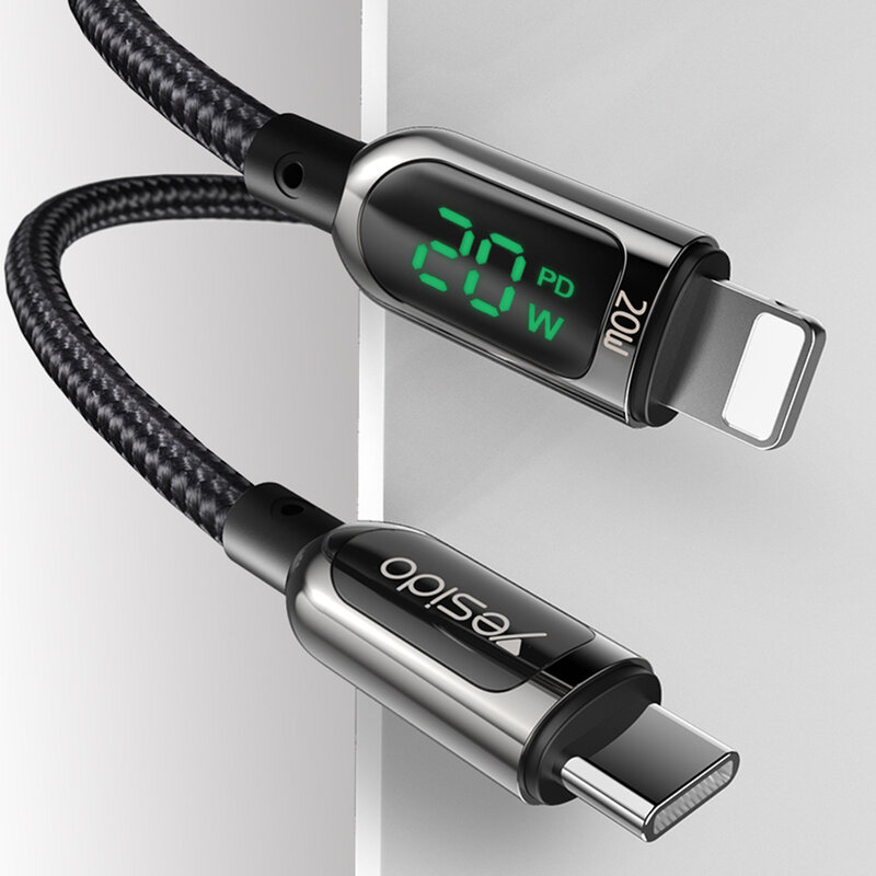 Cablu de date USB-C la Lightning Yesido CA86, 20W, 1.2m, negru