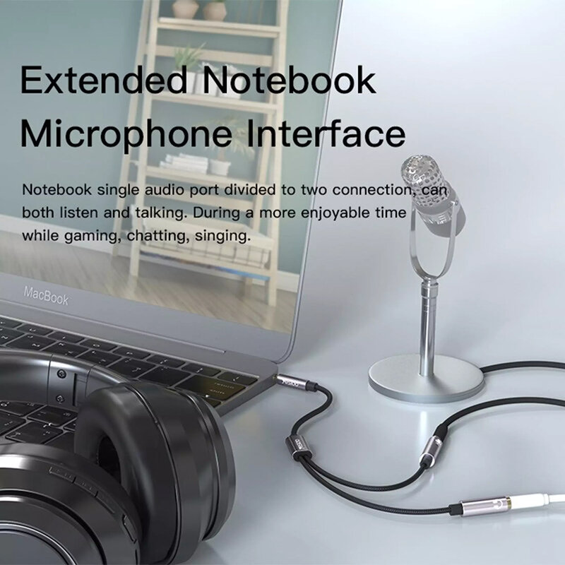 Adaptor casti si microfon Jack 3.5mm Yesido YAU28, 30cm, negru
