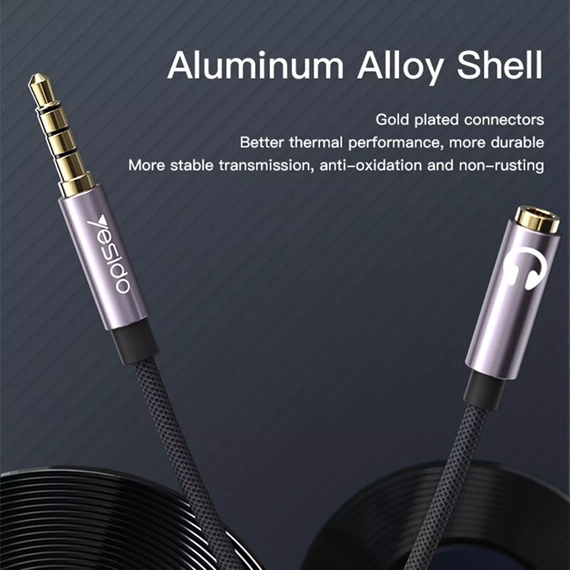 Adaptor casti si microfon Jack 3.5mm Yesido YAU28, 30cm, negru