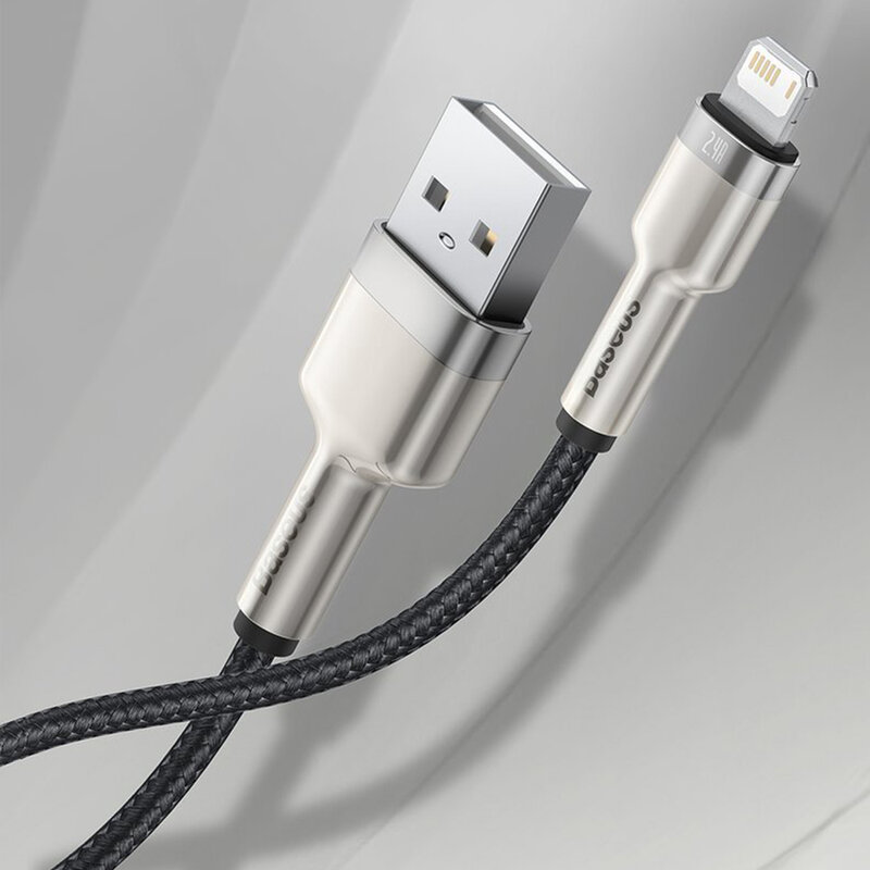 Cablu de date Baseus, USB la Lightning, 2.4A, 1m, verde, CALJK-A06