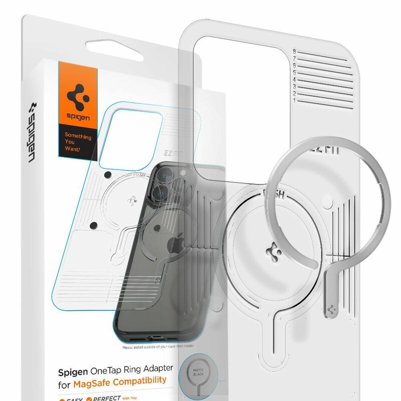 Inel husa adaptor MagSafe incarcare wireless Spigen OneTap, argintiu
