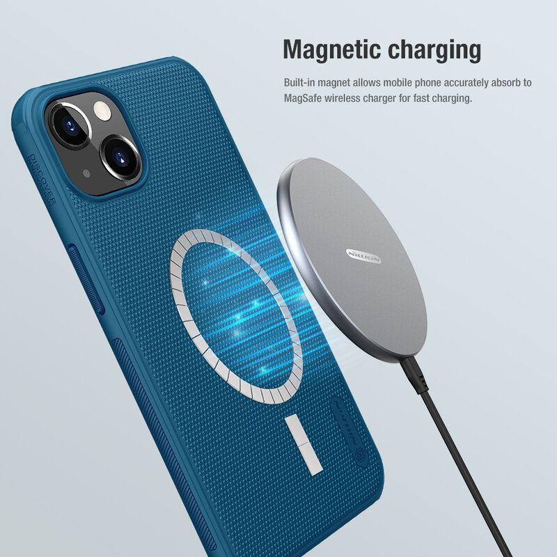 Husa iPhone 13 mini Nillkin Super Frosted Shield Pro Magnetic, albastru