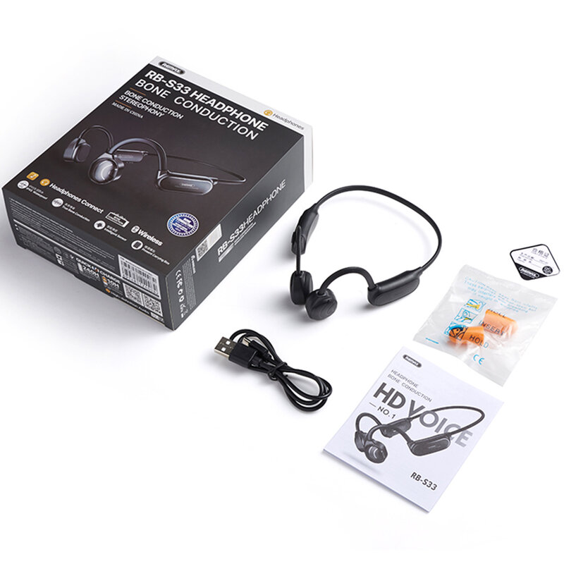 Casti bone conduction sport Bluetooth Remax, negru, RB-S33