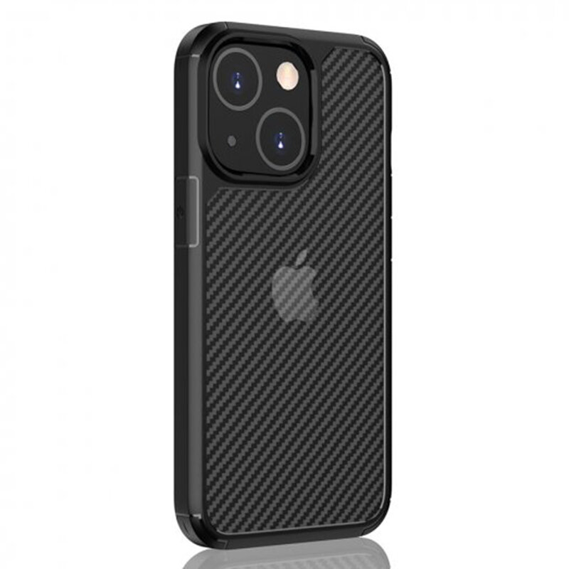 Husa iPhone 13 mini Mobster Carbon Fuse transparenta, negru