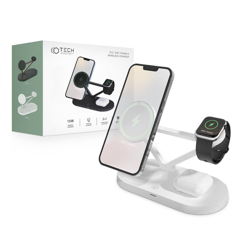 Statie incarcare wireless Apple MagSafe Tech-Protect A13, alb