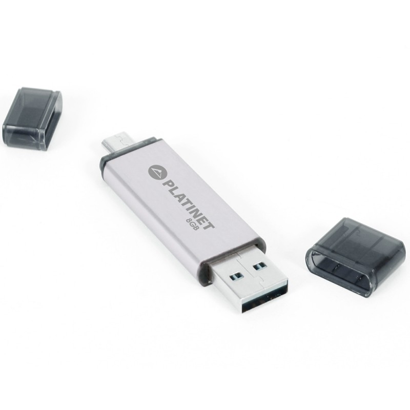 Stick USB 2.0 - Micro USB 8 GB Platinet PMFA8S - Argintiu