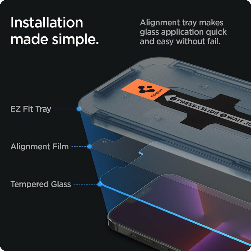 Folie iPhone 13 mini Spigen Glas.tR EZ Fit, AGL03726
