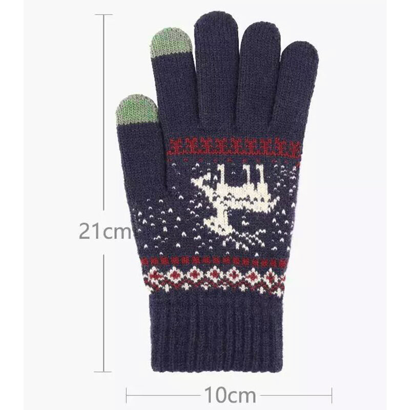 Manusi touchscreen dama Techsuit Reindeer, lana, albastru, ST0002