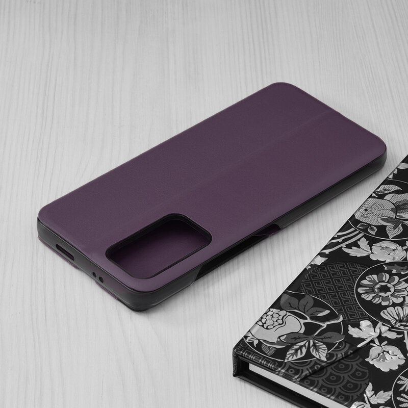 Husa Xiaomi Redmi Note 11 Eco Leather View flip tip carte, mov